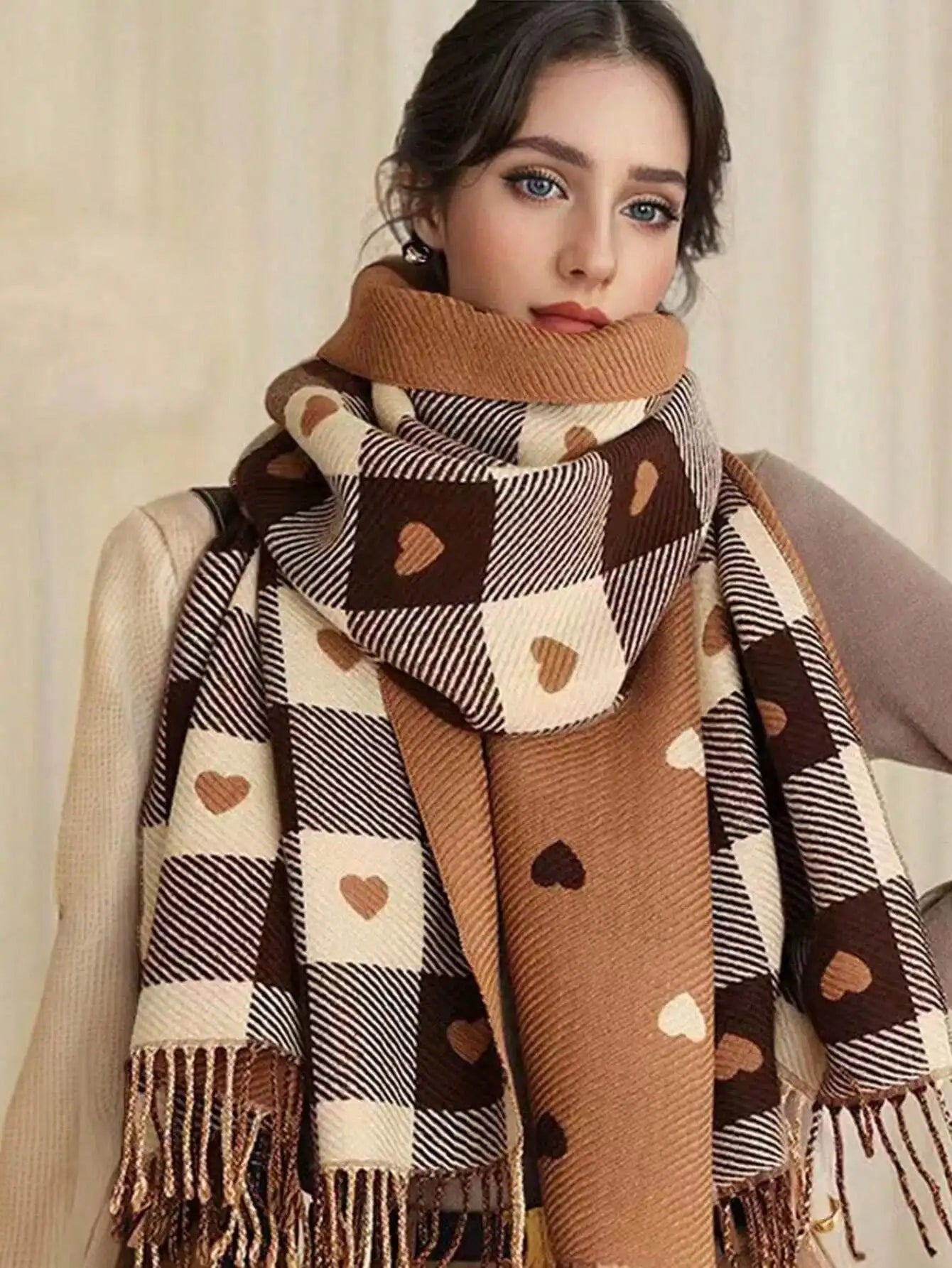 Lavisa - Cozy Checkered Winter Scarf Shawl