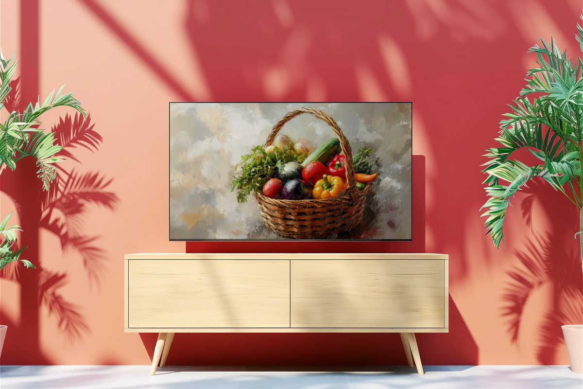 Fresh Veggie Basket Harmony Farmhouse Frame TV Art