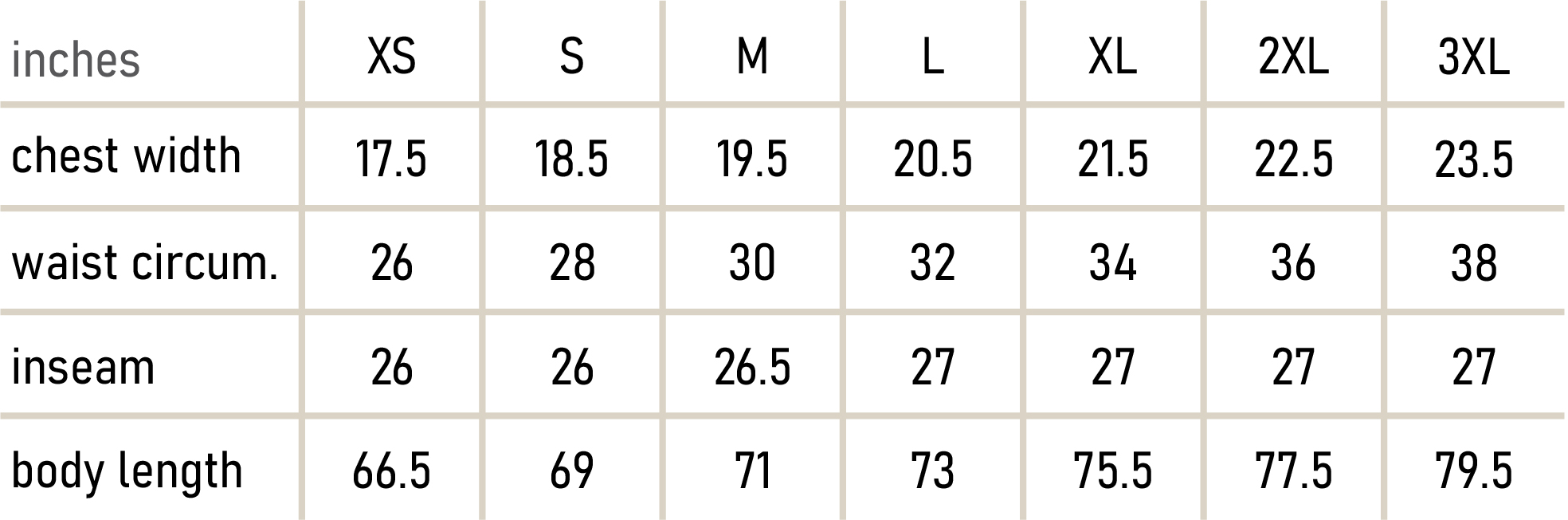 Size Chart