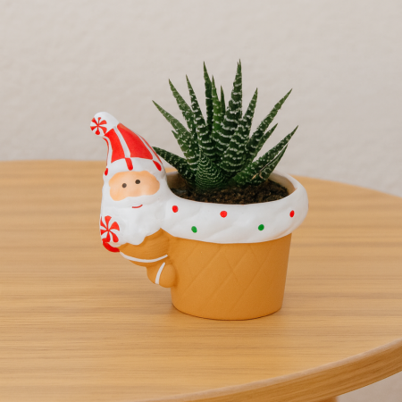 Mini macetero navideño cerámica, 10x7.5cm