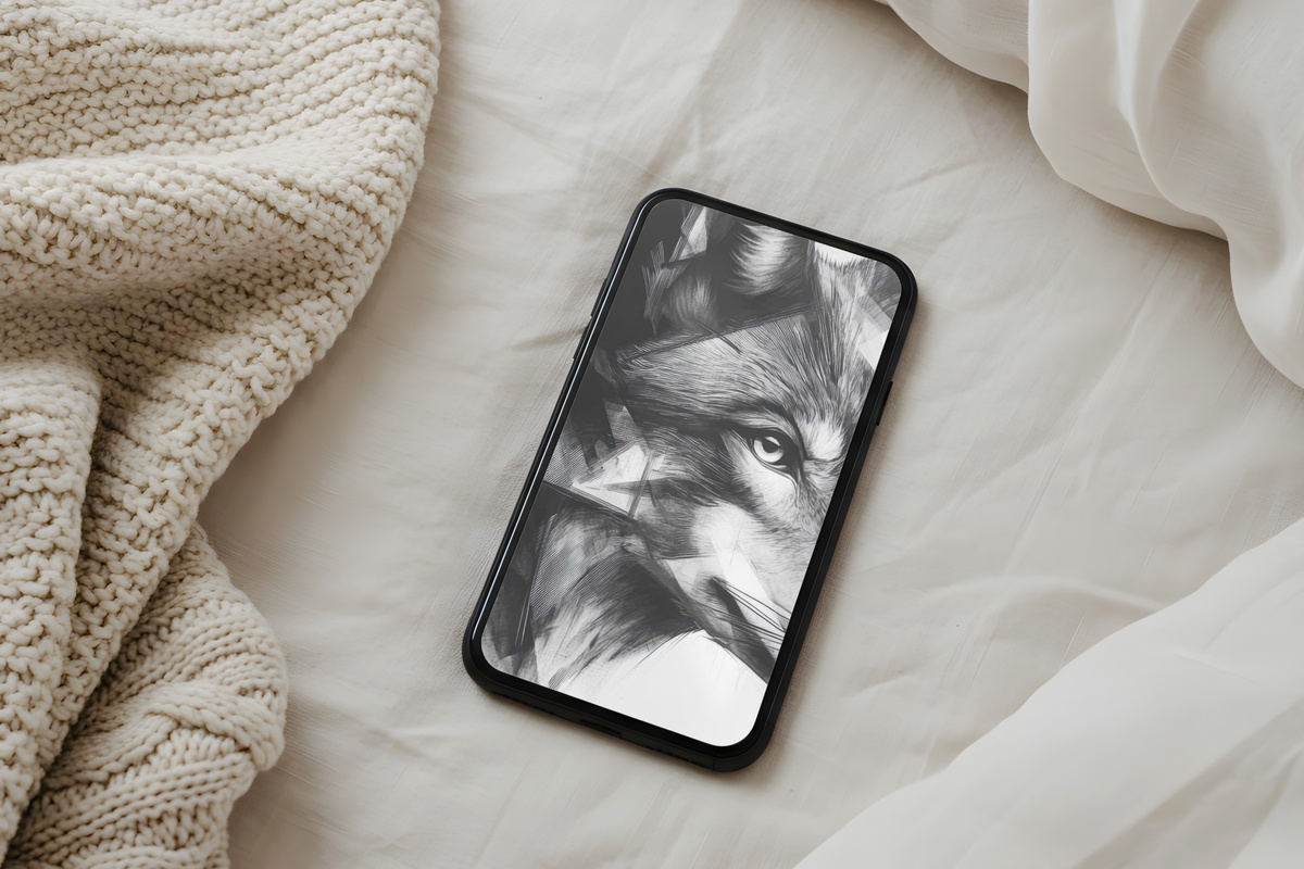 Angular Animal Symmetry Black and White iPhone Wallpaper