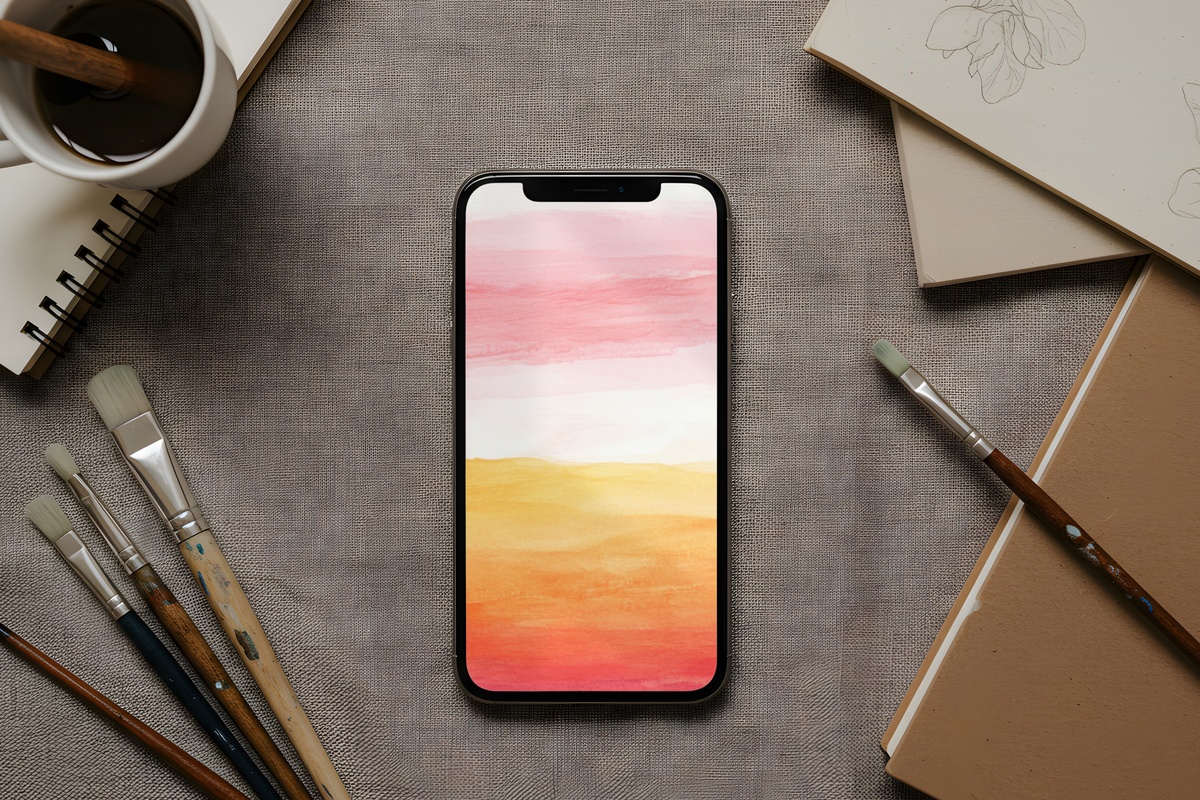Sunset Horizon Fusion abstract iPhone wallpaper with warm gradient hues