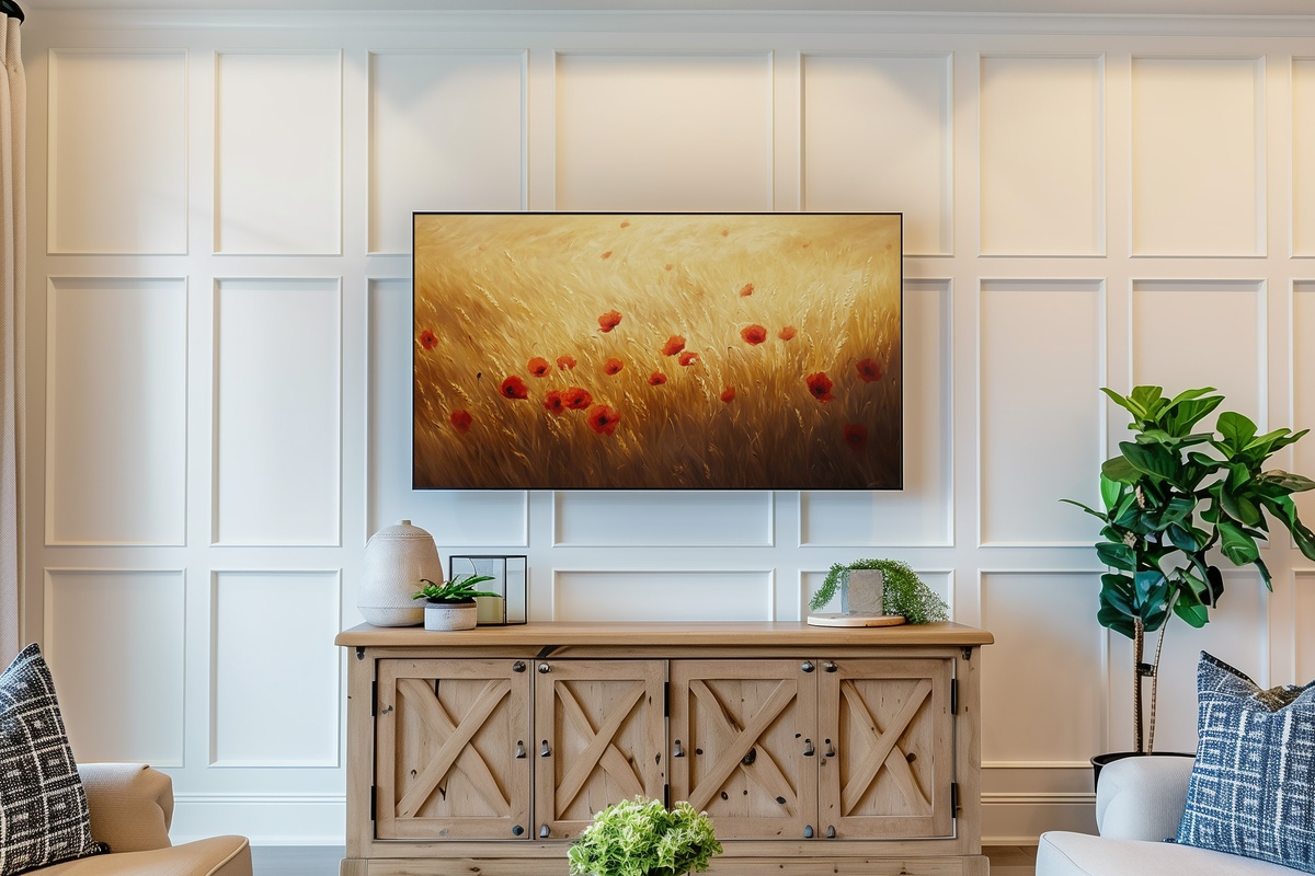 Vibrant Poppy Field Enchantment Floral Frame TV Art