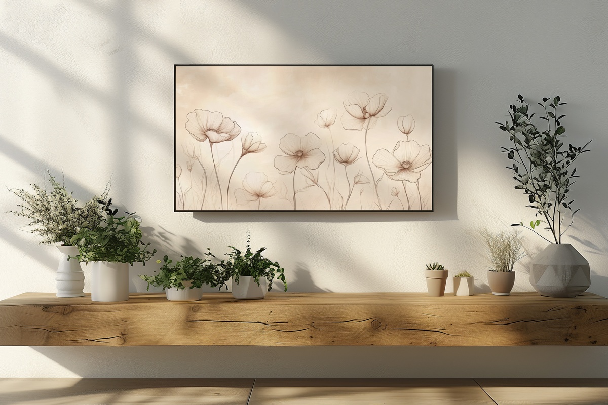 Line Art Floral Whimsy Floral Frame TV Art