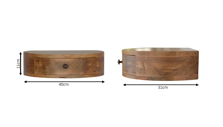 Size chart for Wall Mounted Rounded Bedside