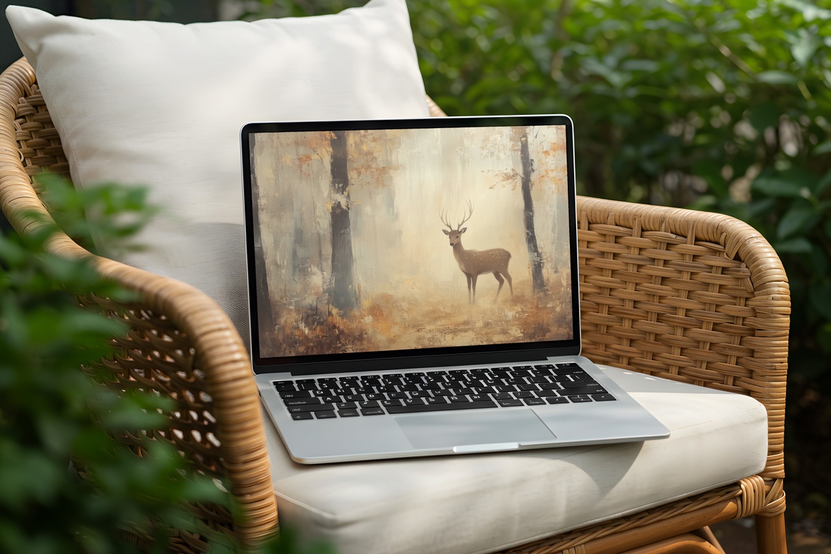 Forest Deer Tranquility Desktop Wallpaper