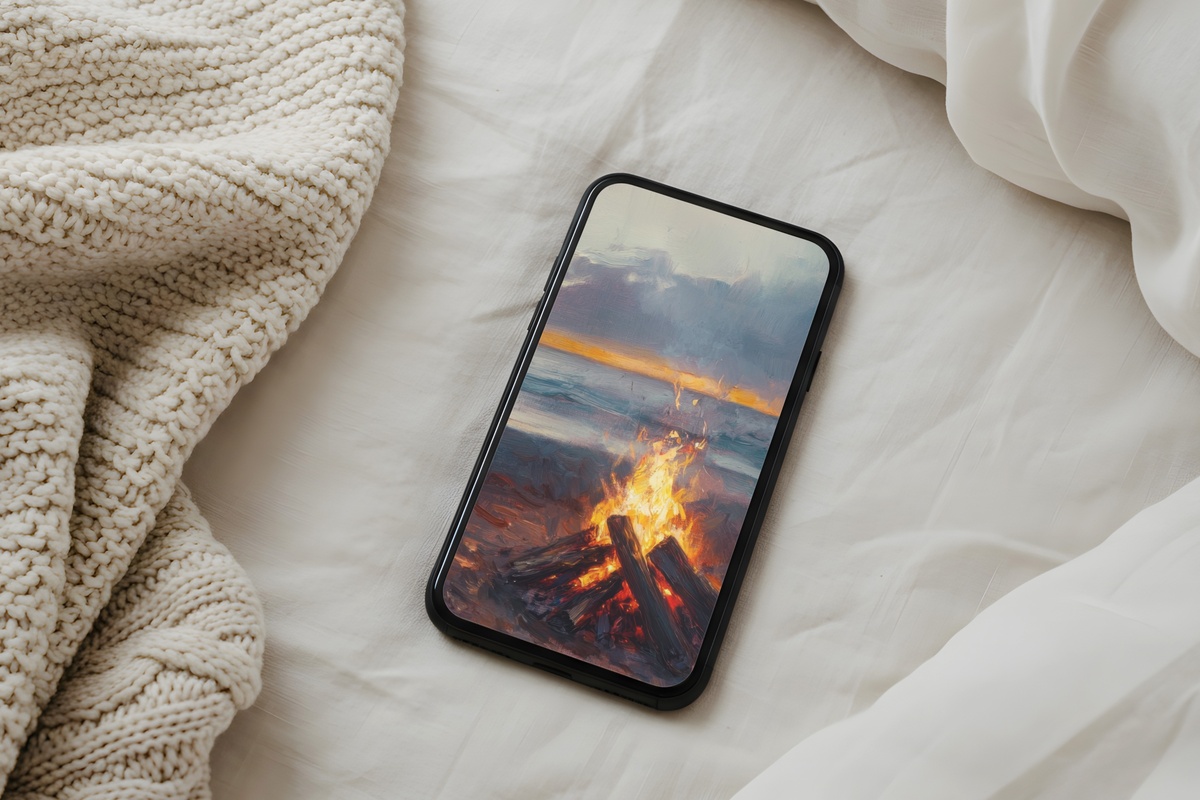 Twilight Beach Bonfire Coastal iPhone Wallpaper