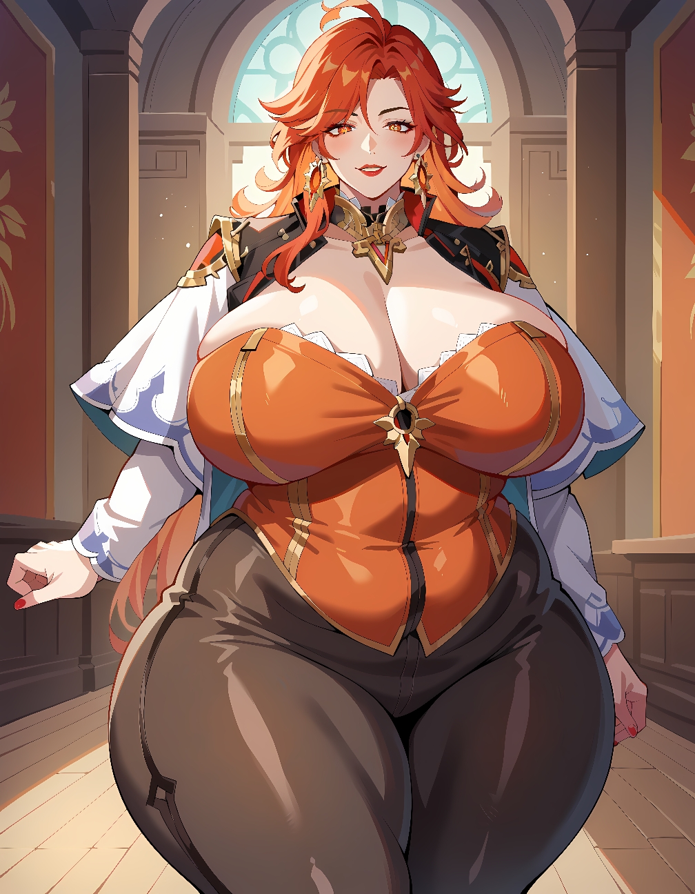 Mavuika/Murata (Genshin Impact) by PixAIIMGS with Himeko Murata, MILF, chubby, breasts pressing, plump, Genshin Impact, large breasts, ai art