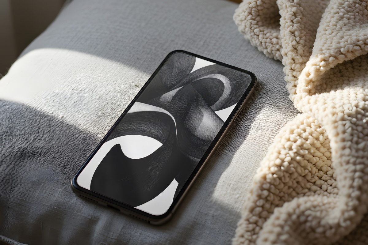 Monochrome Inked Whimsy black and white iPhone wallpaper with illustrated ink line art