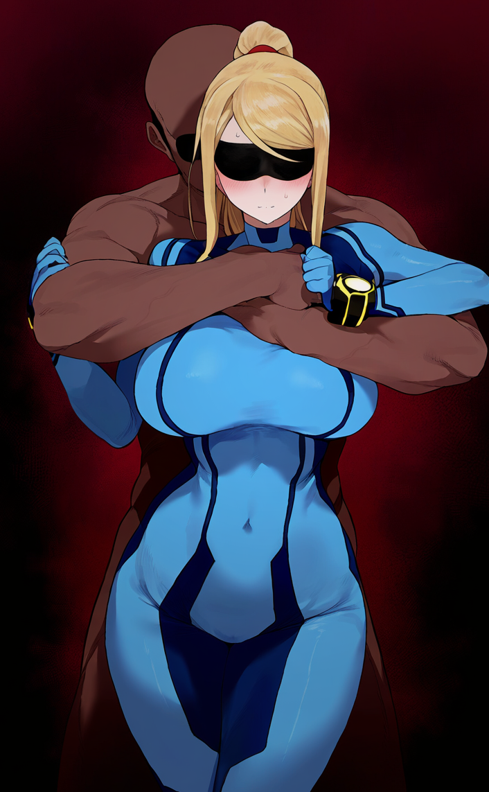 Artworks by SETA by SETA with ai art, large breasts, metroid, Samus Aran, blonde, ponytail