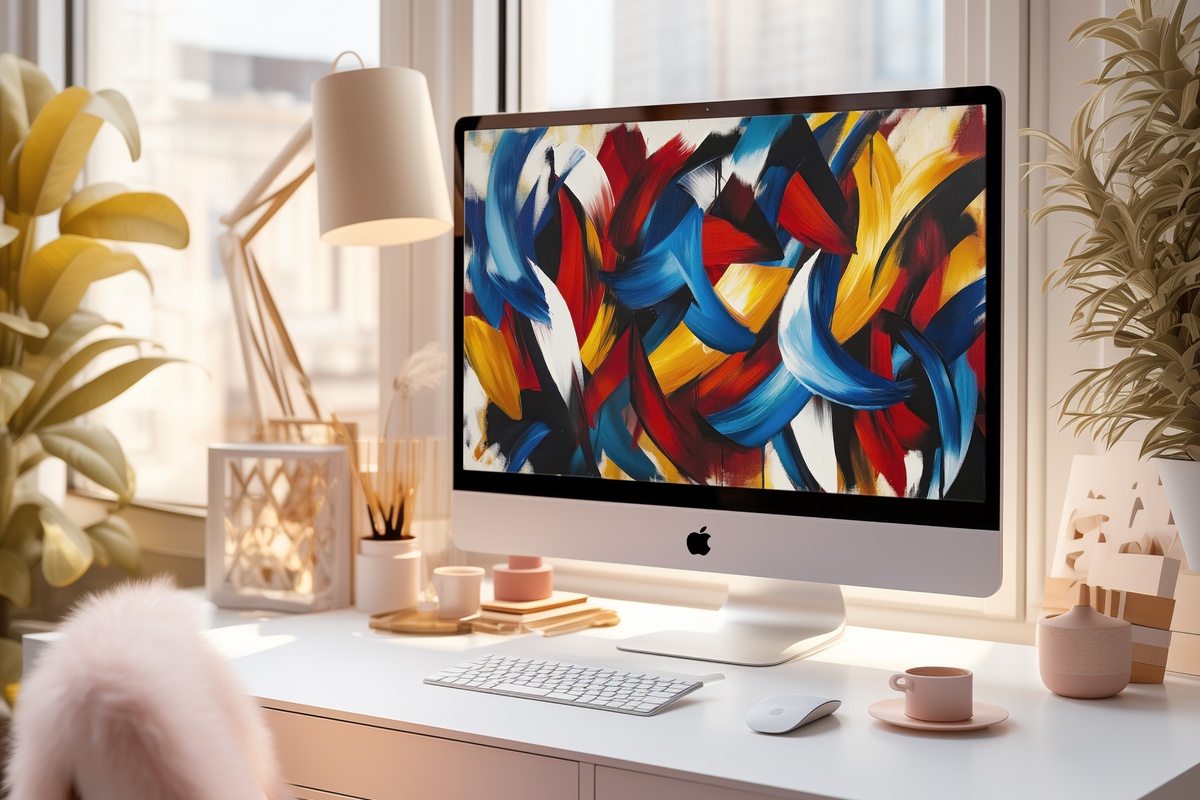 Vibrant Brushstroke Symphony - Desktop Wallpaper
