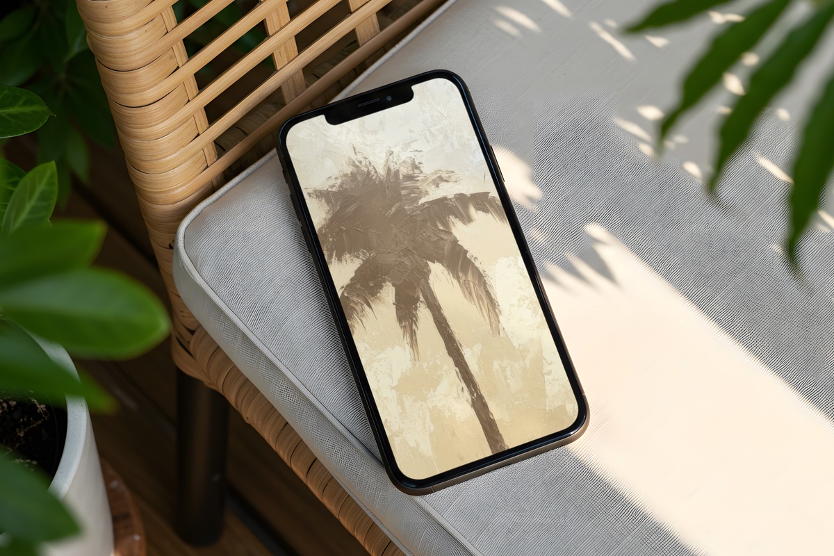 Serenity of Palm Skies coastal iPhone wallpaper