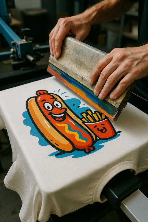 Screen printing process creating quality graphic T-shirts