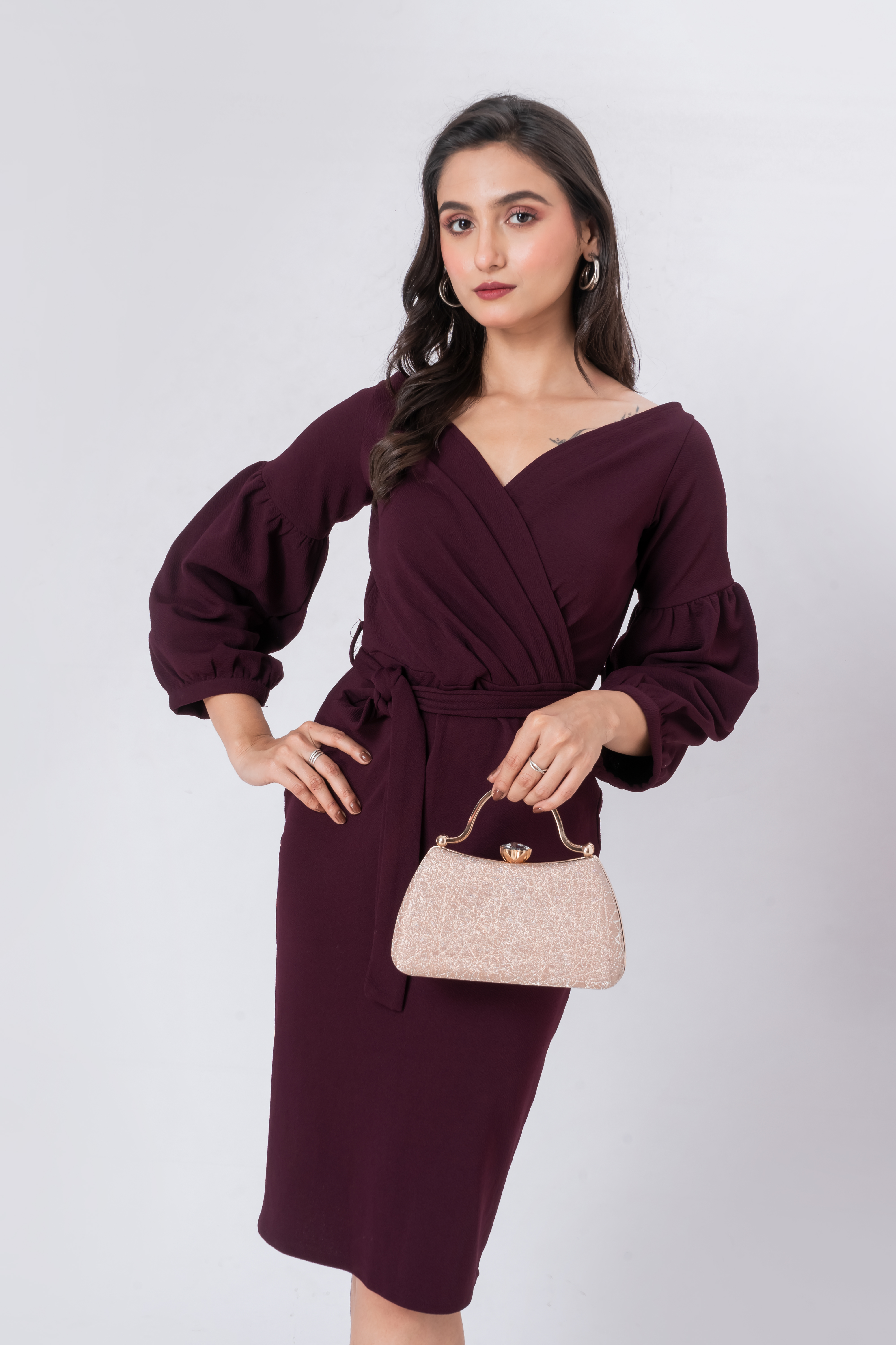 Zeenin Women’s Party Clutch Handbag with Metal Handle & Chain Strap | Elegant Evening Purse