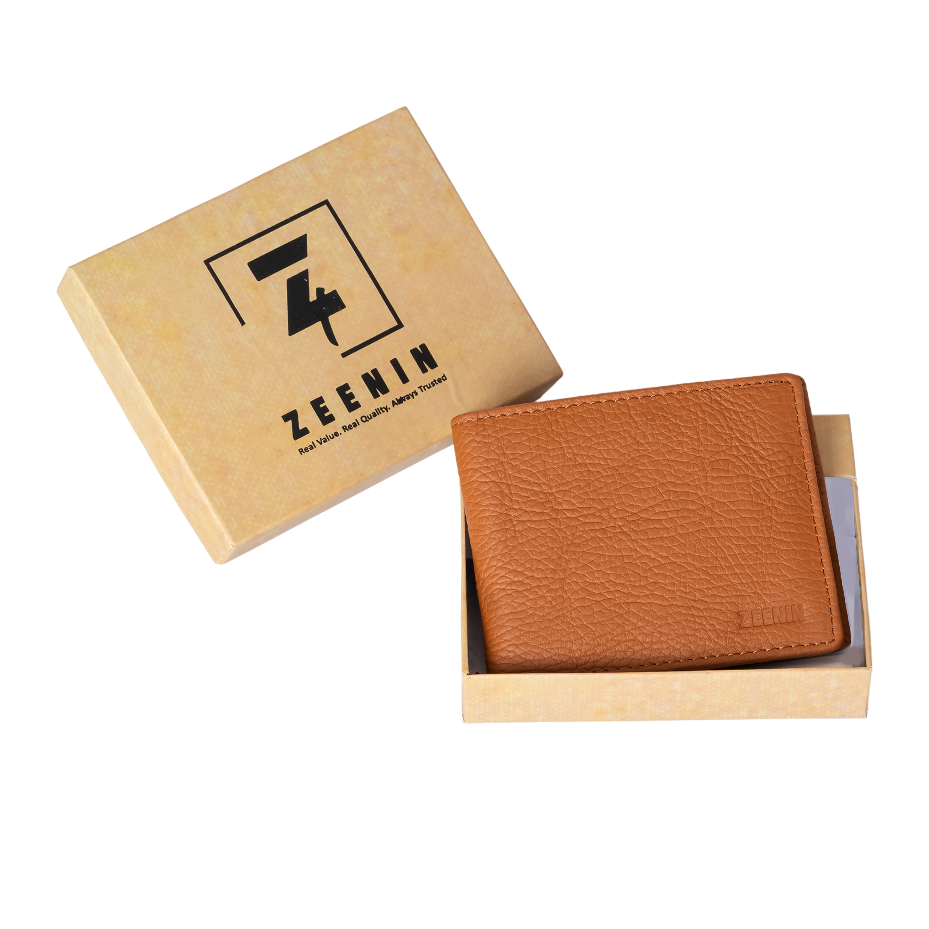 Zeenin Pure Genuine Premium Nappa Leather Handmade Slim Trifold Men’s Wallet with 6 Credit Card slots
