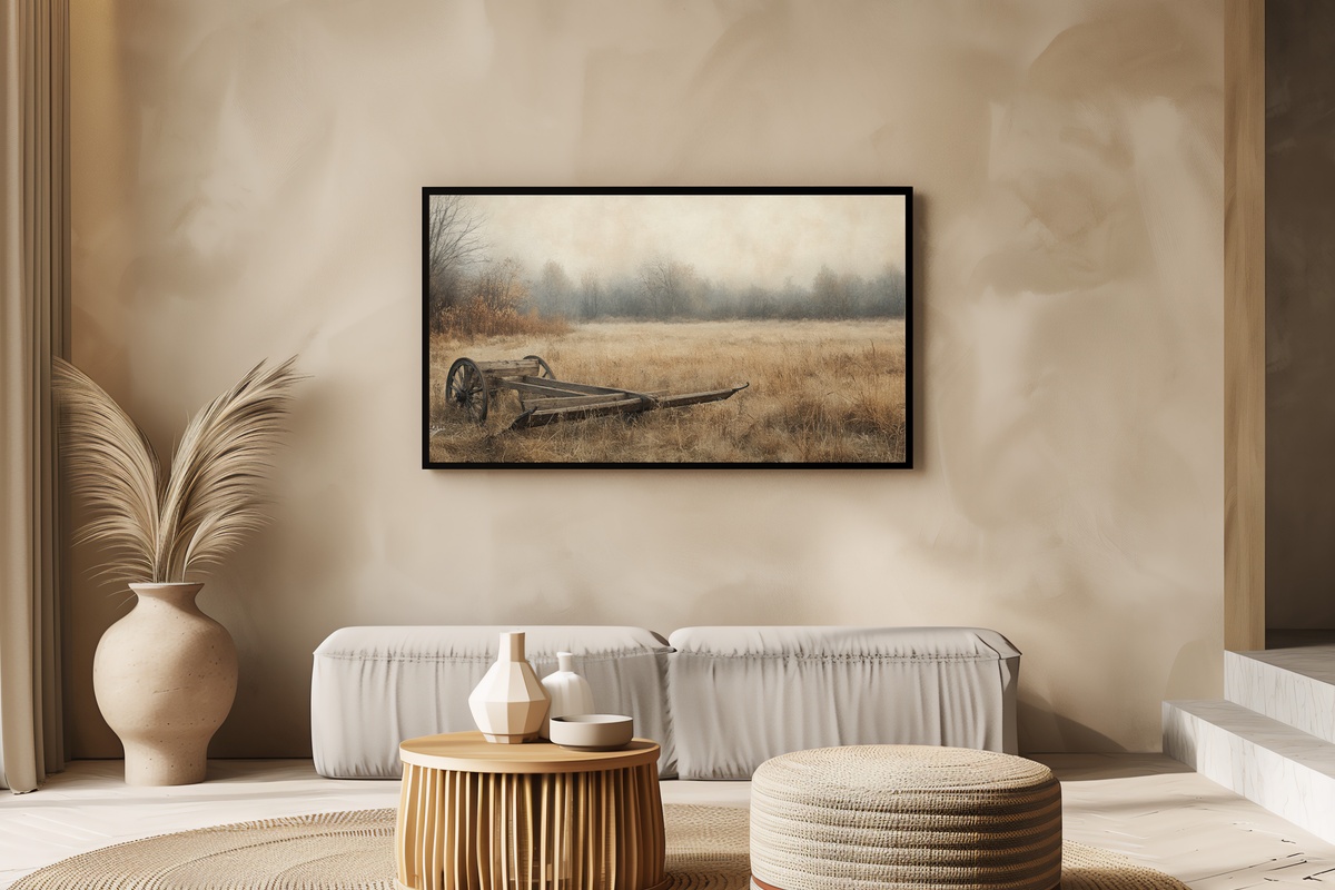Field of Plow Antiques Farmhouse Frame TV Art
