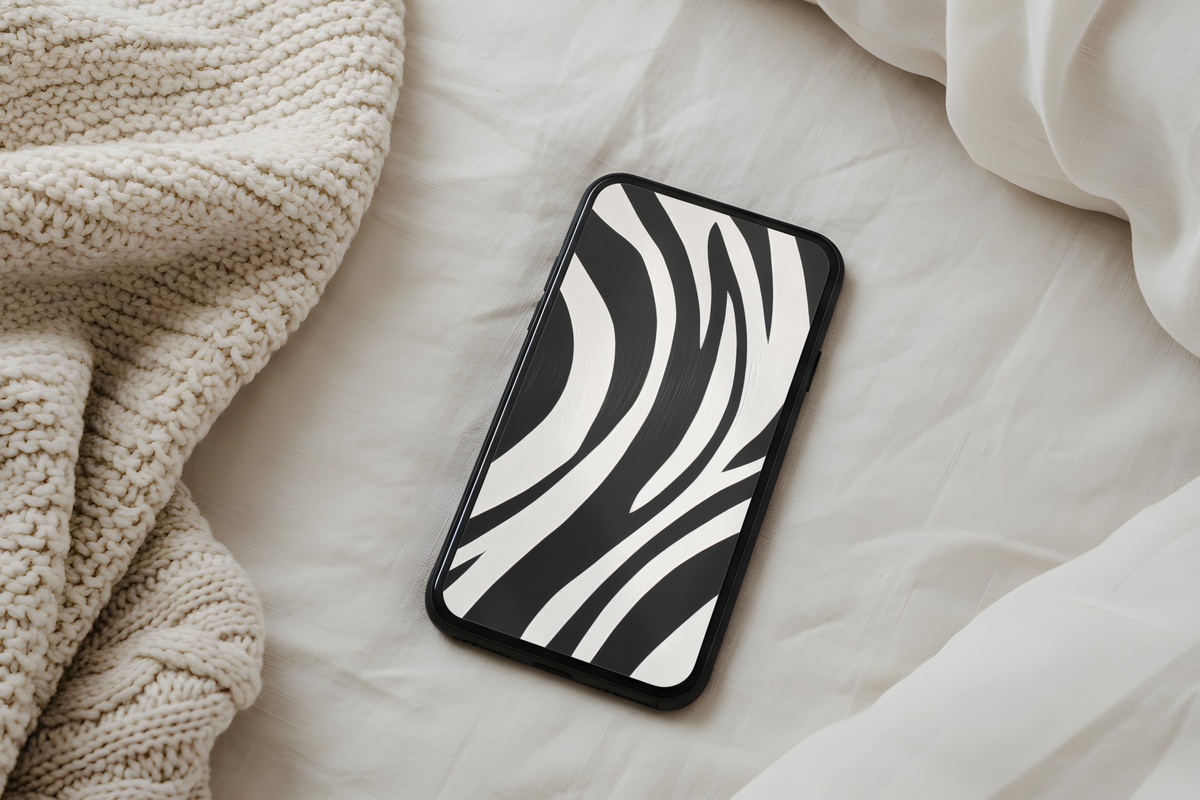 Zebra Stripe Symphony black and white iPhone wallpaper with bold rhythmic stripe pattern