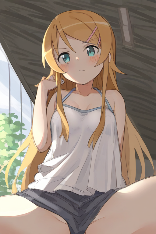 高坂桐乃のAIエロエロ落書きもの6 by 催●スマホの淫魔 with kirino kousaka, My Little Sister Can't Be This Cute, oreimo, flat chest, little sister, camisole