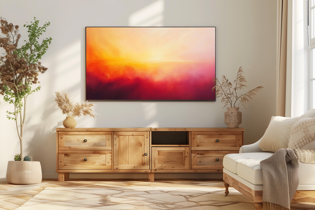 Dusky Horizon Tranquility abstract Frame TV art with sunset tones