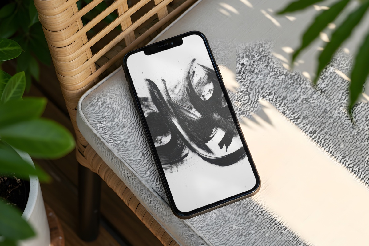 Graceful Calligraphy Expression black and white iPhone wallpaper with fluid brushstroke calligraphy
