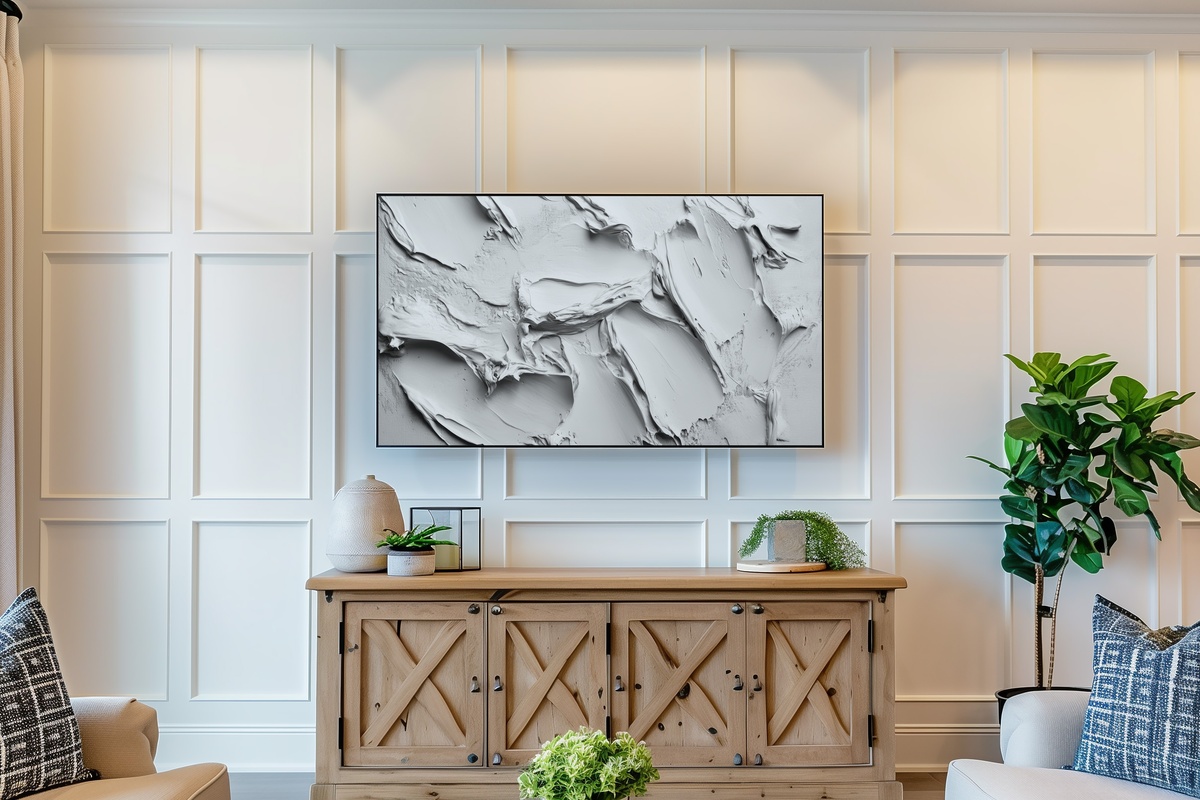 Shadows Whisper in Grayscale Dance Neutral Frame TV Art