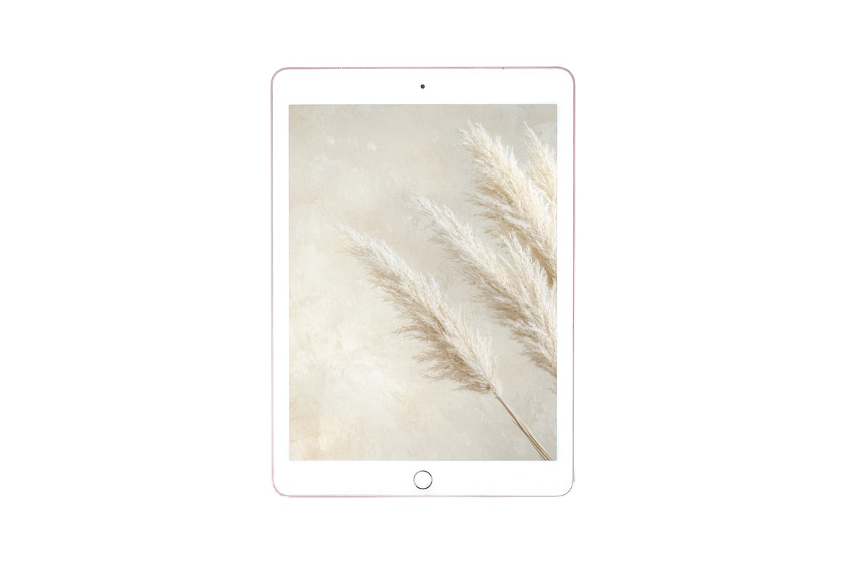Pampas Elegance Harmony boho iPad wallpaper in soft hues