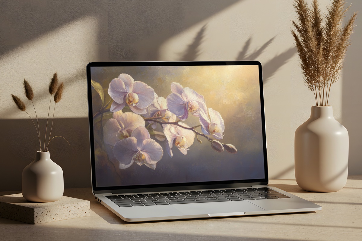 Orchid Elegance in Soft Light floral desktop wallpaper