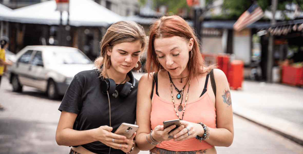 two girls trying to navigate