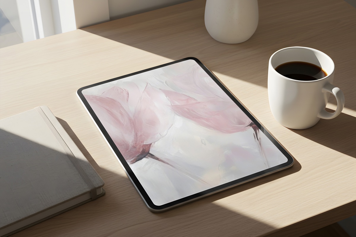 Floral Forms in Blush Tones Modern iPad Wallpaper