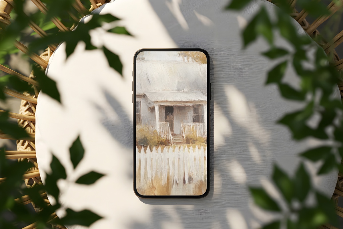Cozy Farmhouse Radiance iPhone Wallpaper in warm rustic hues