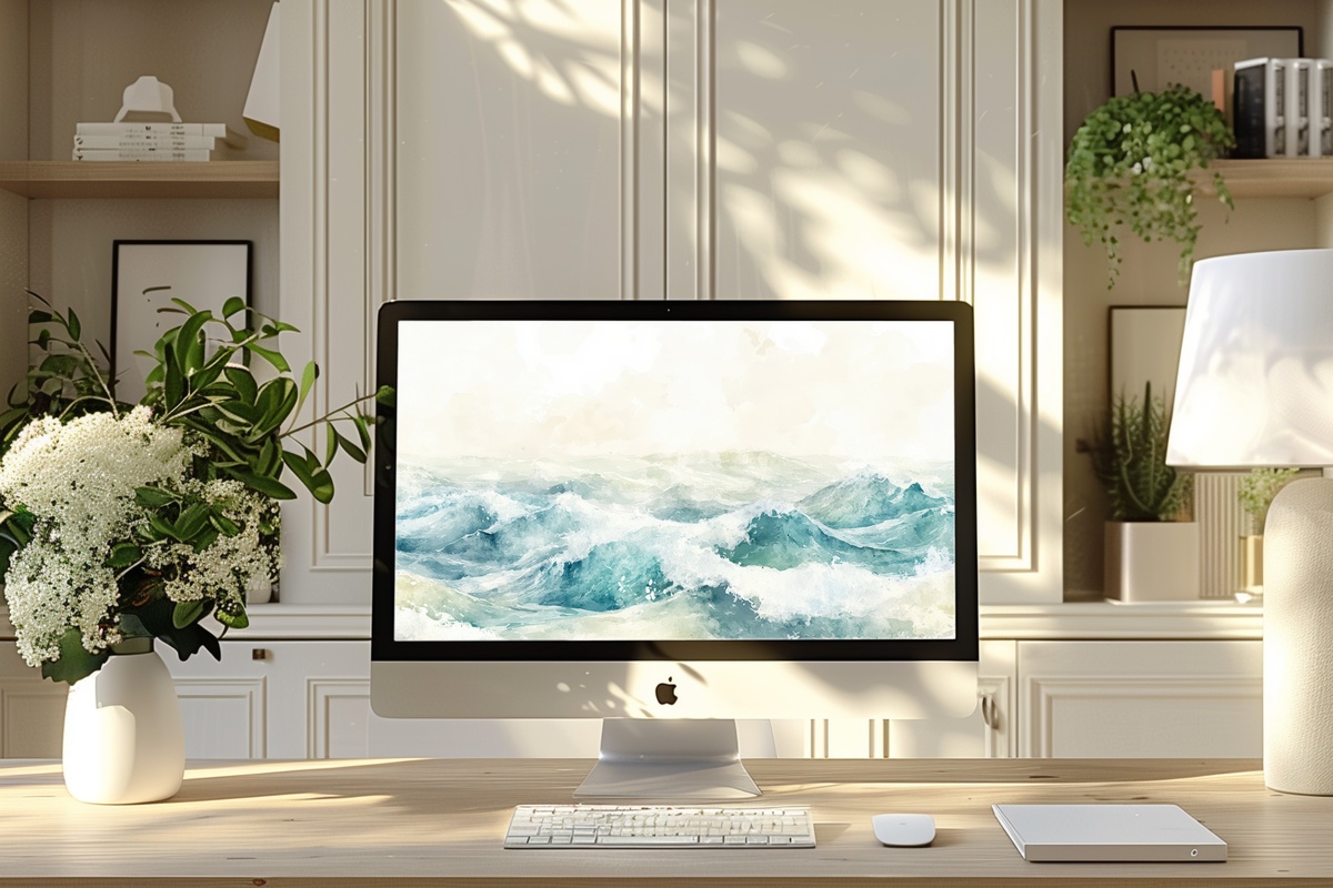 Ethereal Summer Surf Desktop Wallpaper