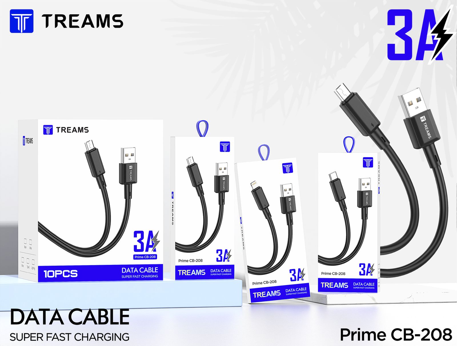Treams Data Cable Prime CB 208 3A USB To Micro USB