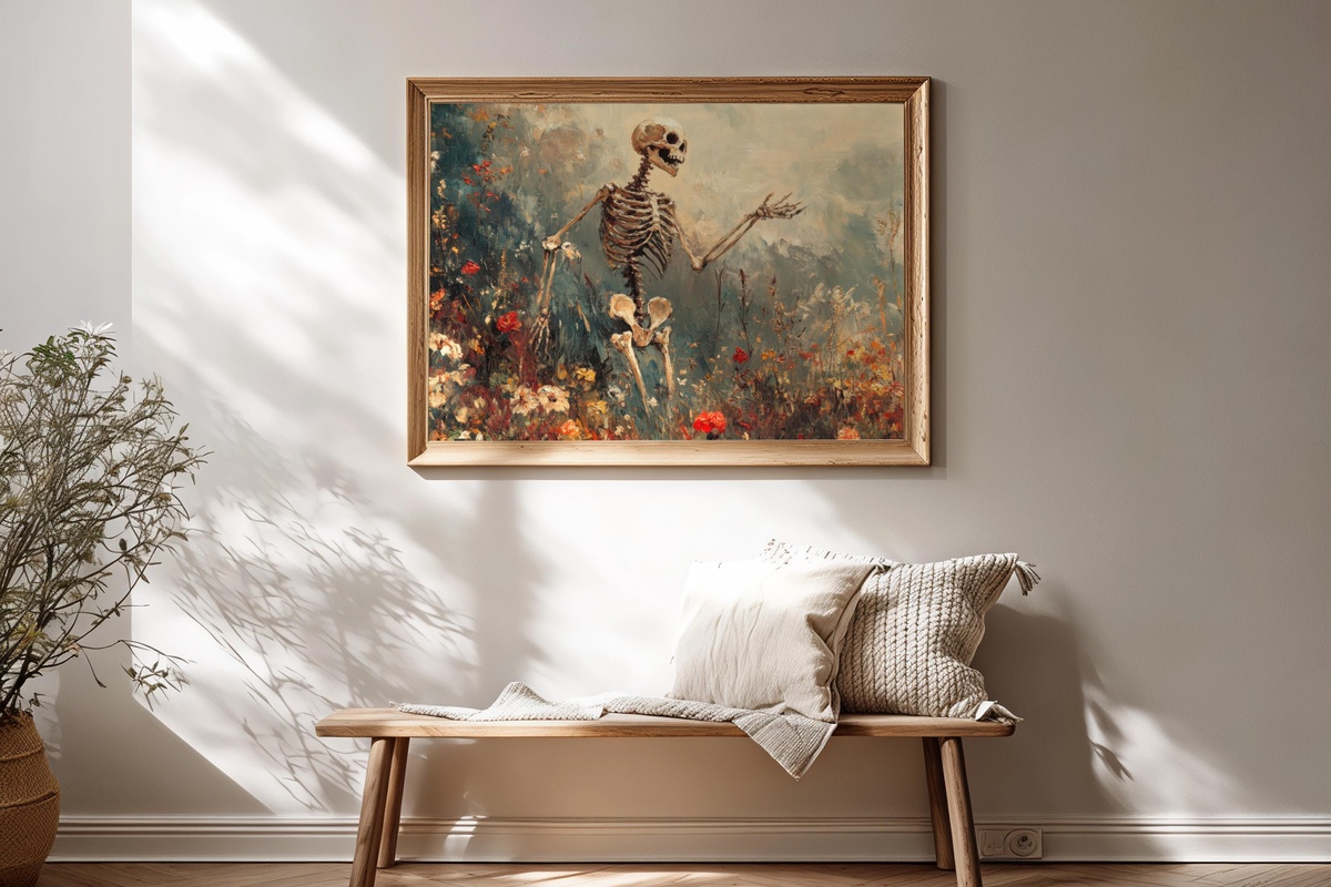 Autumn Skeleton Bloom Dance Printable Wall Art