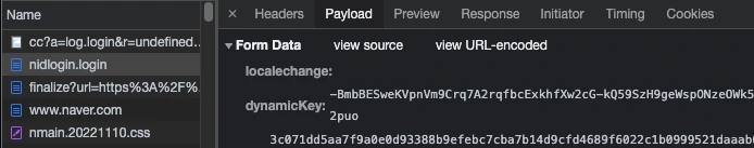 nidlogin.login > Payload > From Data > dynamicKey