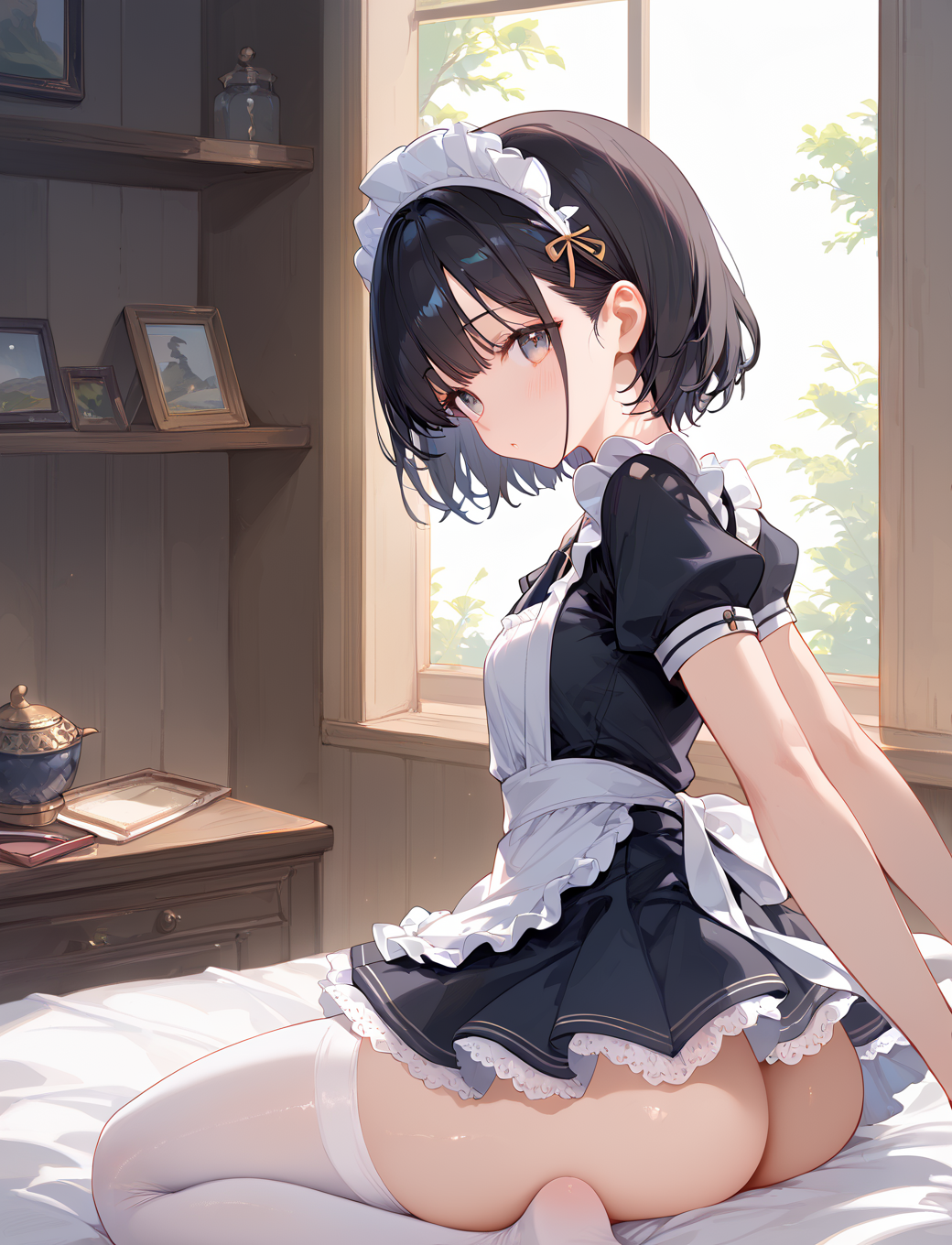 AI成形 メイドショートちゃん by こはく with ai art, girl, maid uniform, tentacle