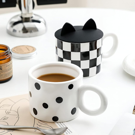 Taza mug con orejas de gato 400ml, cerámica