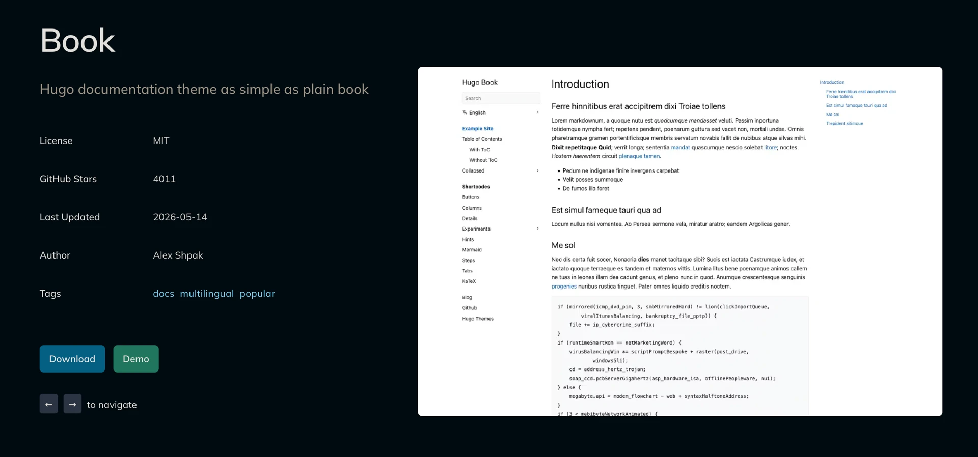 Hugo Themes - Book
