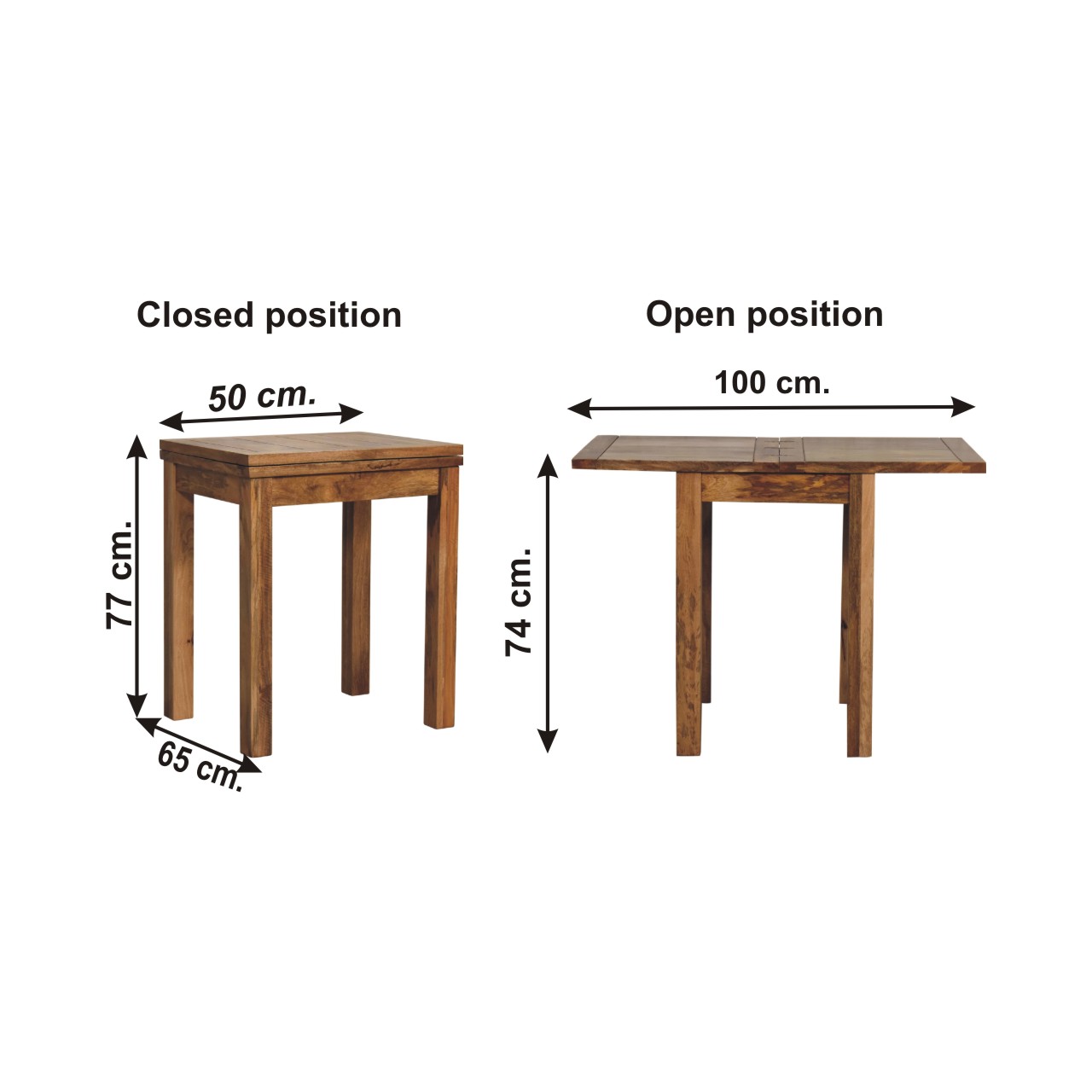 Size chart for Mini Oak-ish Butterfly Dining Table