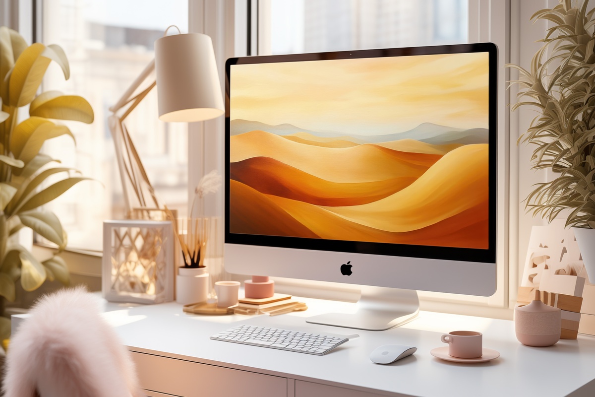 Desert Calm in Modern Brushstrokes high-resolution desktop wallpaper