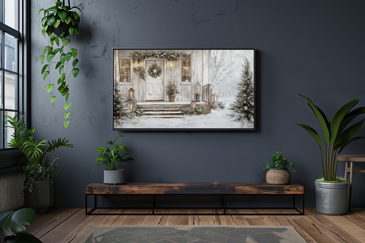 Festive Farmhouse Charm Christmas Frame TV Art