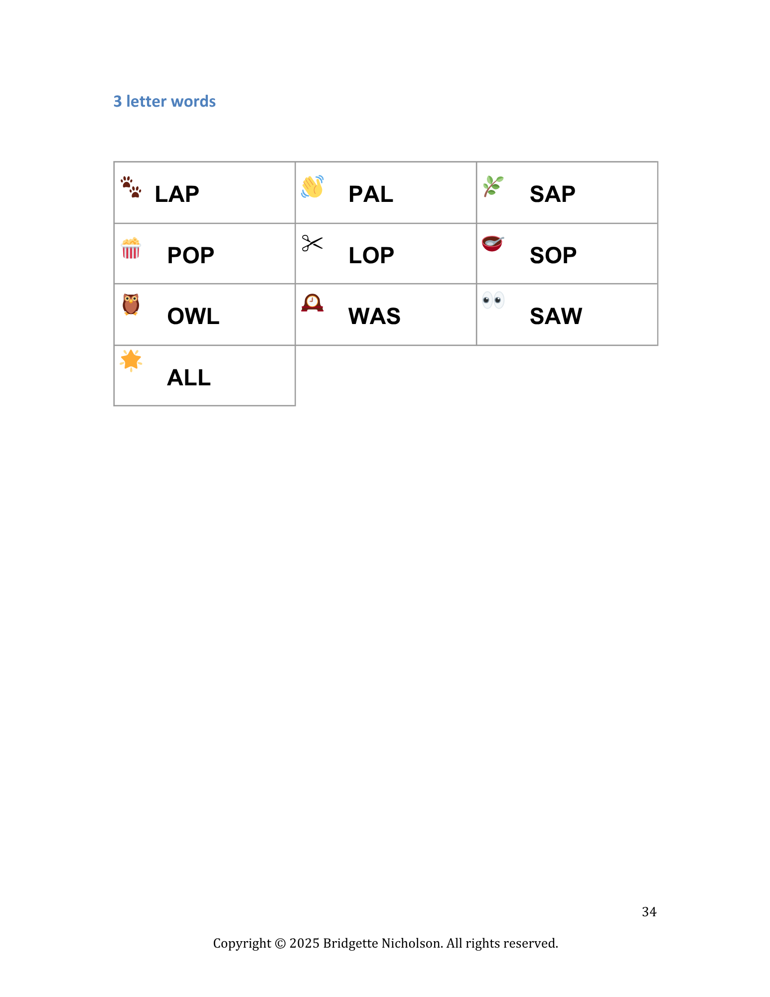 Word Lists Typing workbook page 34