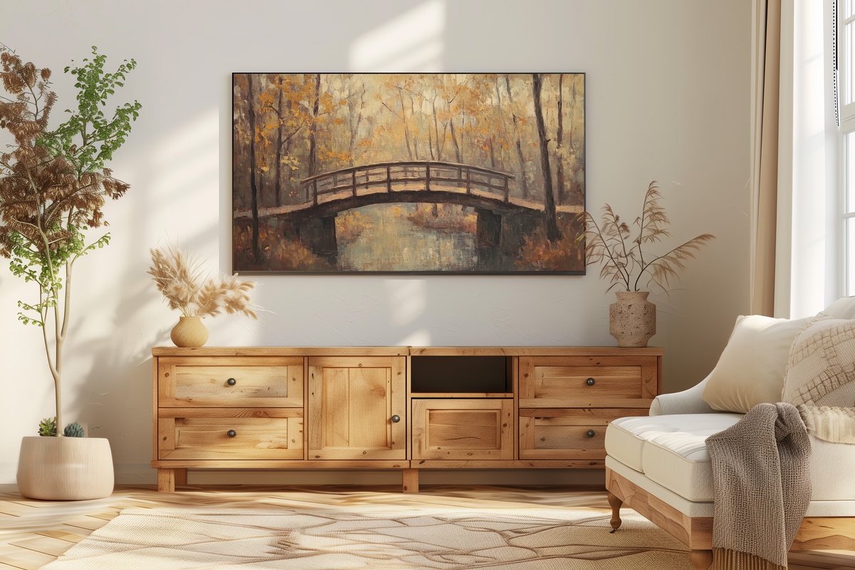 Autumn Bridge Elegance Fall Frame TV Art