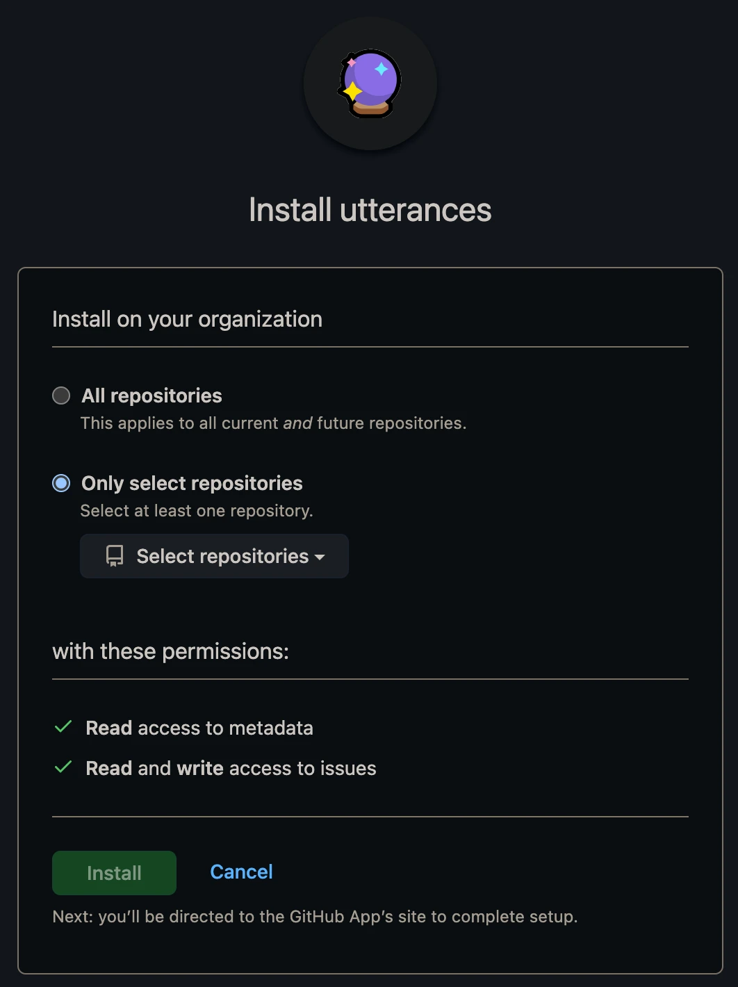 Install utterances