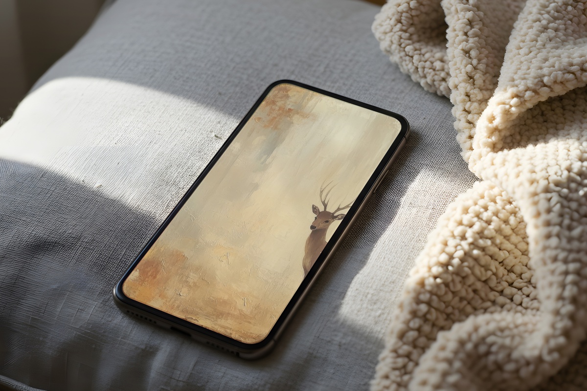 Forest Deer Tranquility Fall iPhone Wallpaper