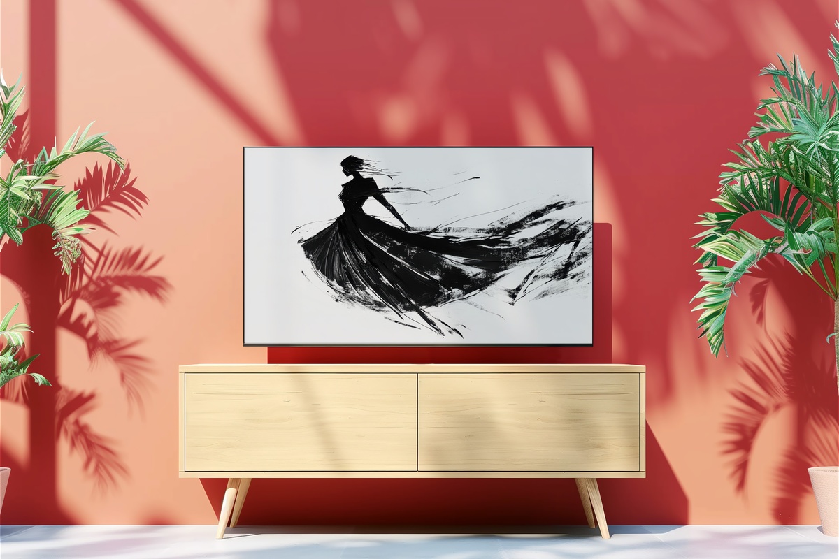 Chic Fashion Sketch Black and White Frame TV Art