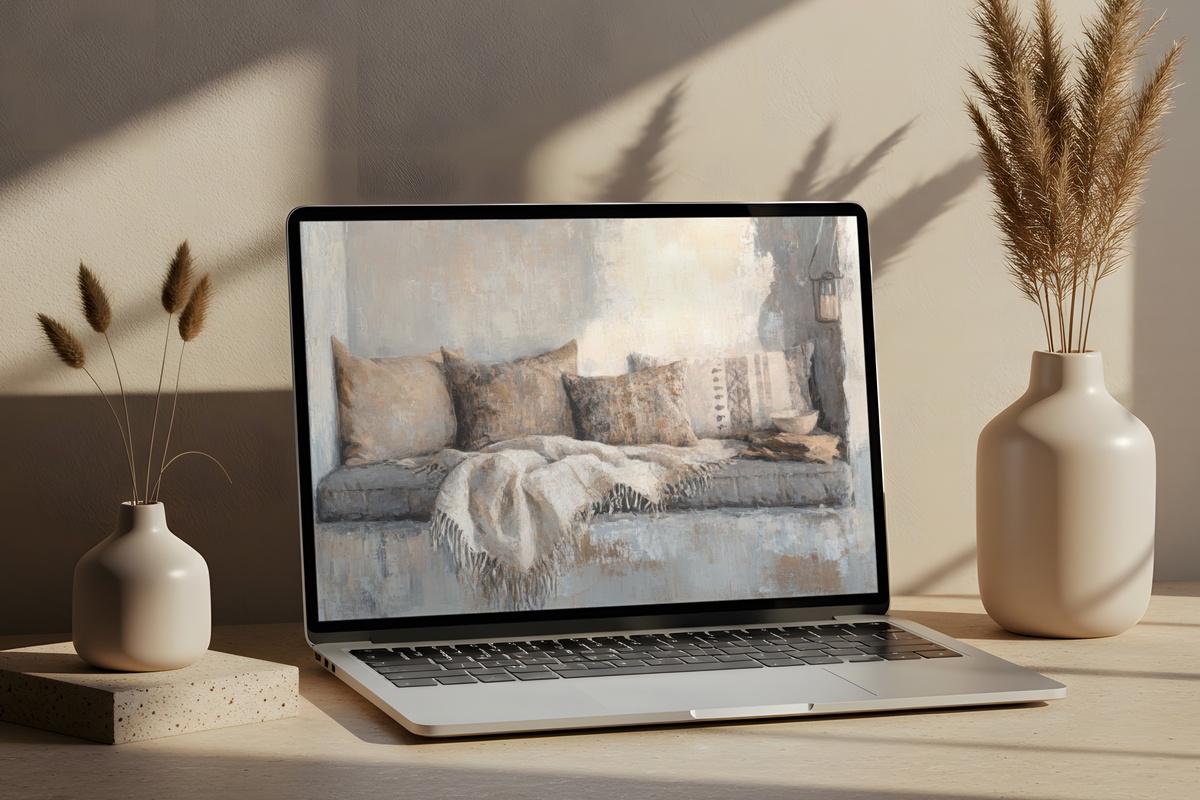 Cozy Corner Serenity Boho Desktop Wallpaper