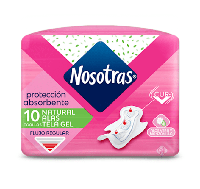 Nosotras Natural Alas Tela Gel Bol/10 Und