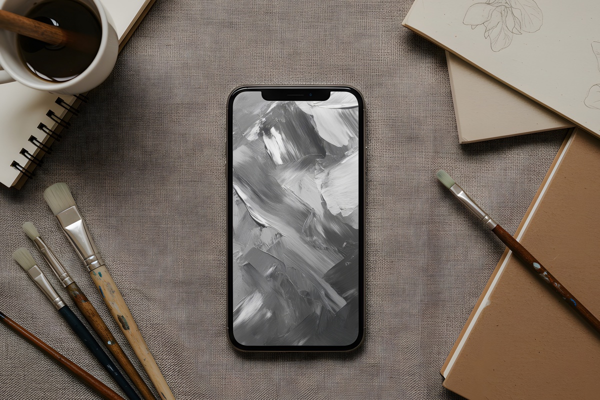Monochrome Brushwork Energy Black and White iPhone Wallpaper