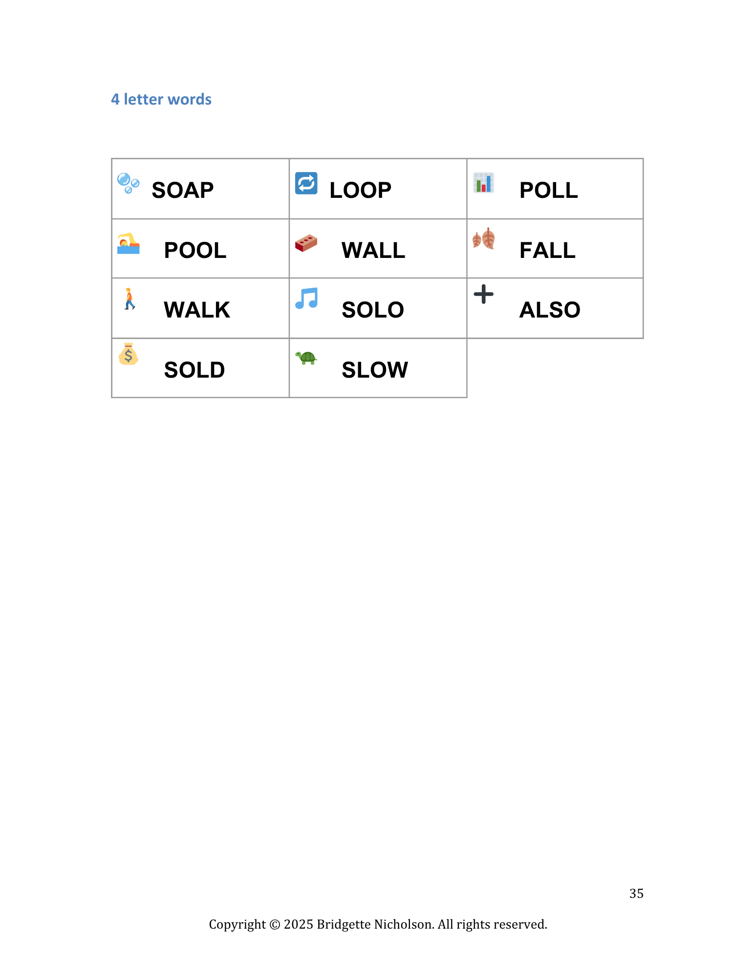 Word Lists Typing workbook page 35