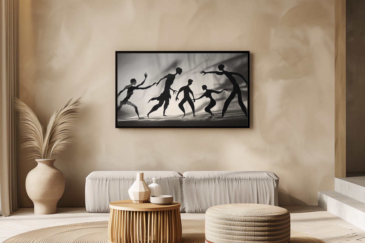 Shadow Dance Whirl Black and White Frame TV Art